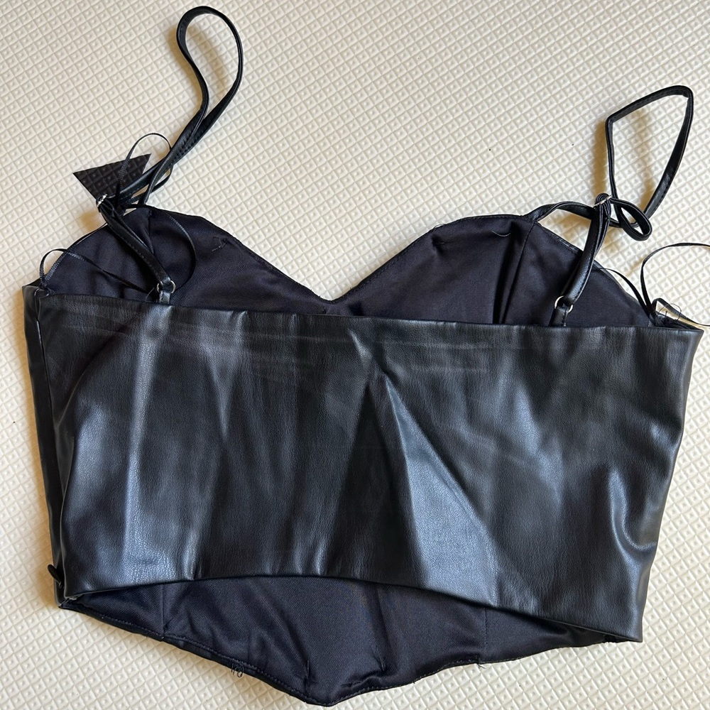 Zara Faux Leather Corset Top NWT - Picture 5 of 7